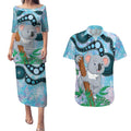 Australia Opal Koala Couples Matching Puletasi and Hawaiian Shirt Aussie Aboriginal Art