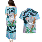 Australia Opal Koala Couples Matching Puletasi and Hawaiian Shirt Aussie Aboriginal Art