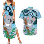 Australia Opal Koala Couples Matching Summer Maxi Dress and Hawaiian Shirt Aussie Aboriginal Art