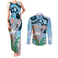 Australia Opal Koala Couples Matching Tank Maxi Dress and Long Sleeve Button Shirt Aussie Aboriginal Art