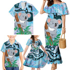 Australia Opal Koala Family Matching Mermaid Dress and Hawaiian Shirt Aussie Aboriginal Art