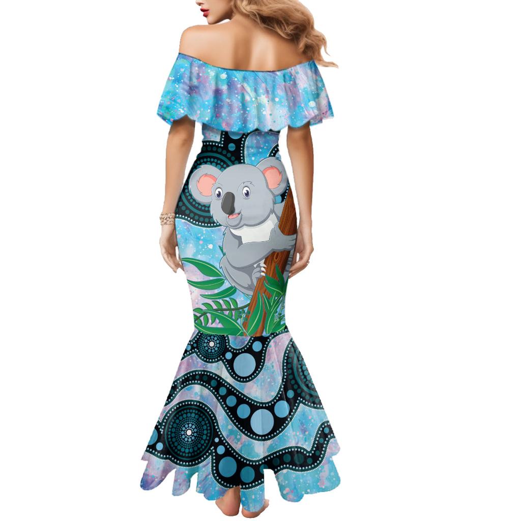 Australia Opal Koala Family Matching Mermaid Dress and Hawaiian Shirt Aussie Aboriginal Art