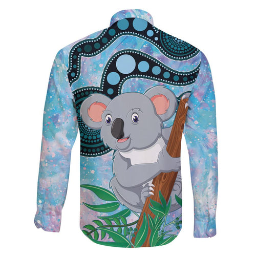 Australia Opal Koala Family Matching Off Shoulder Long Sleeve Dress and Hawaiian Shirt Aussie Aboriginal Art