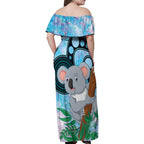 Australia Opal Koala Family Matching Off Shoulder Maxi Dress and Hawaiian Shirt Aussie Aboriginal Art