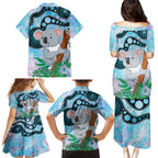 Australia Opal Koala Family Matching Puletasi and Hawaiian Shirt Aussie Aboriginal Art