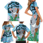 Australia Opal Koala Family Matching Short Sleeve Bodycon Dress and Hawaiian Shirt Aussie Aboriginal Art