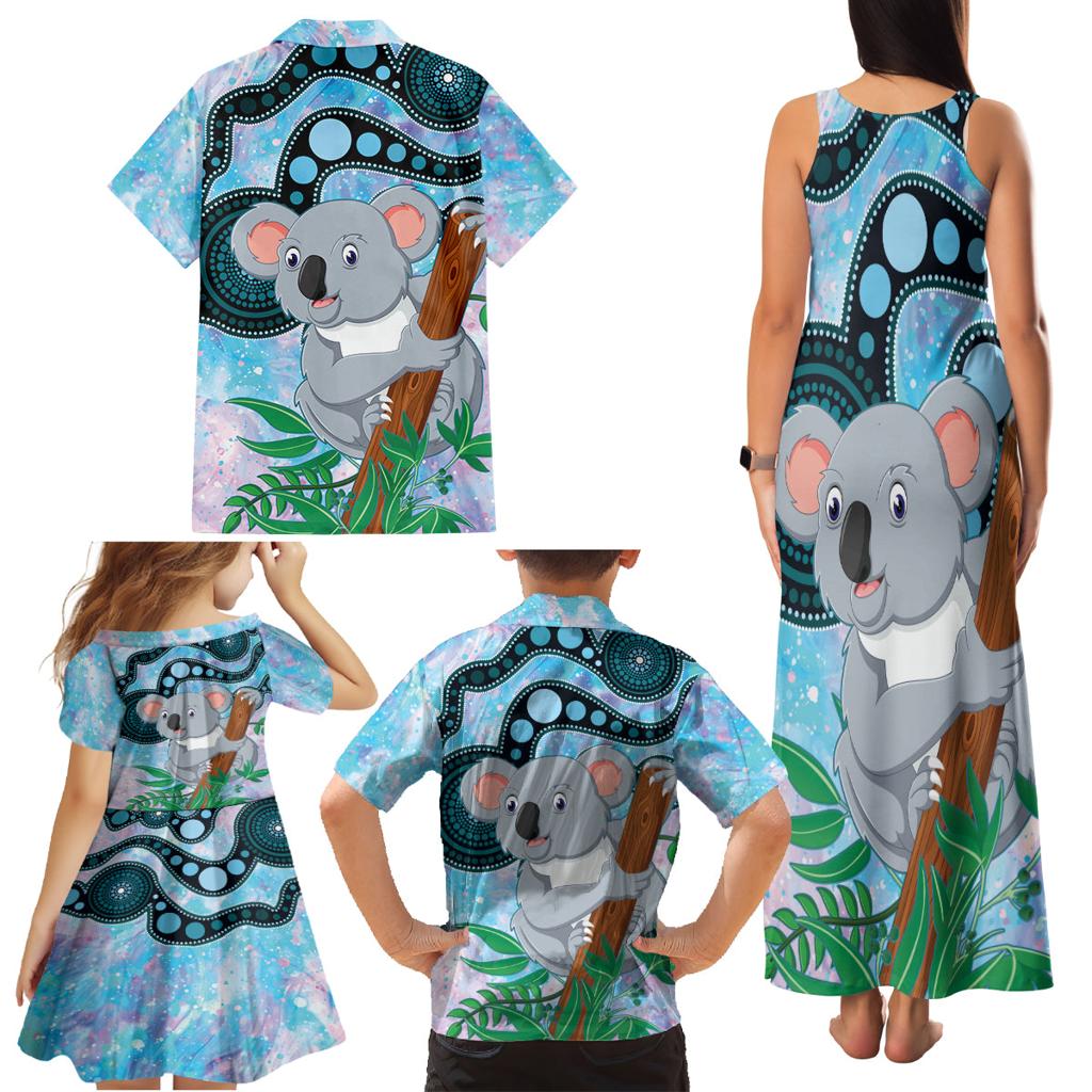 Australia Opal Koala Family Matching Tank Maxi Dress and Hawaiian Shirt Aussie Aboriginal Art