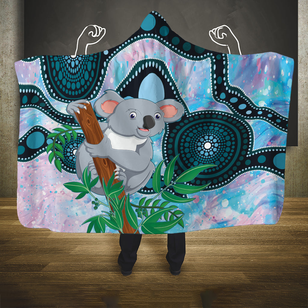 Australia Opal Koala Hooded Blanket Aussie Aboriginal Art