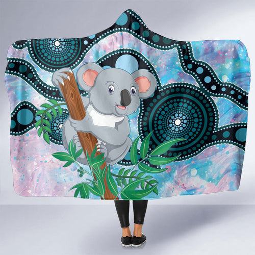 Australia Opal Koala Hooded Blanket Aussie Aboriginal Art