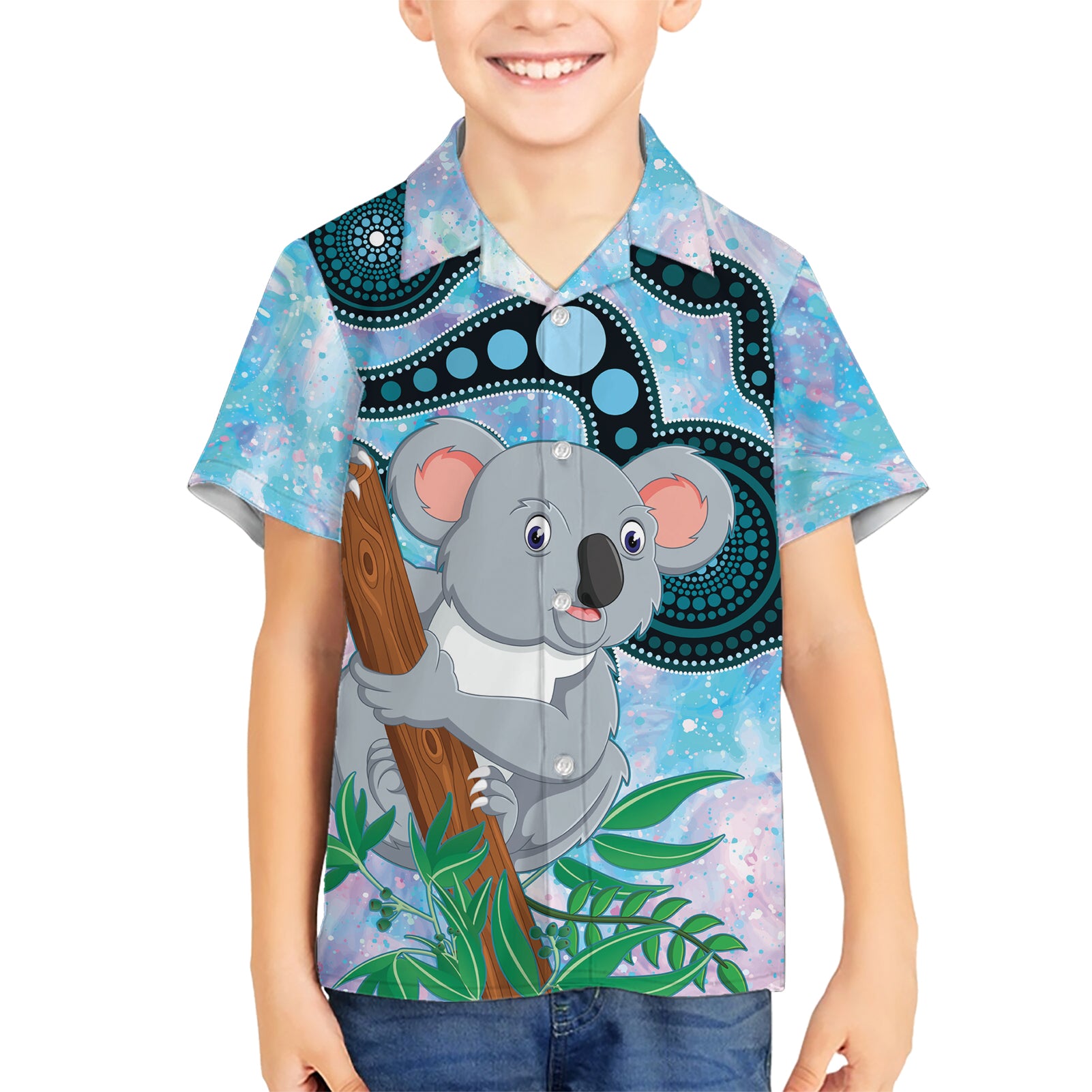 Australia Opal Koala Kid Hawaiian Shirt Aussie Aboriginal Art