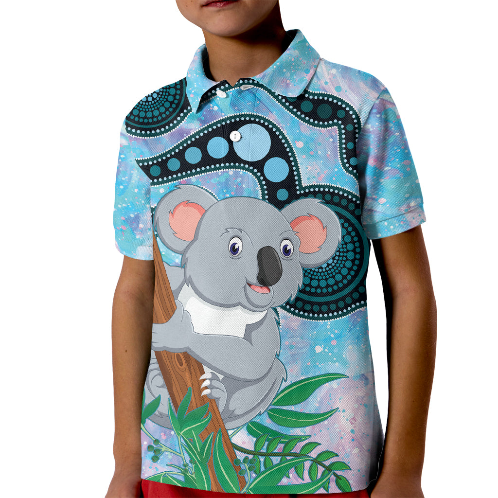 Australia Opal Koala Kid Polo Shirt Aussie Aboriginal Art