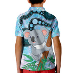 Australia Opal Koala Kid Polo Shirt Aussie Aboriginal Art