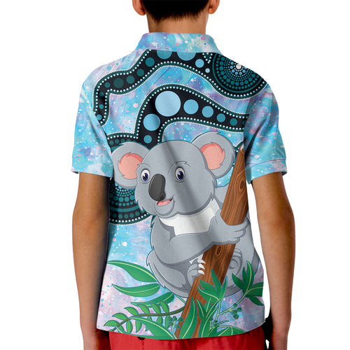 Australia Opal Koala Kid Polo Shirt Aussie Aboriginal Art