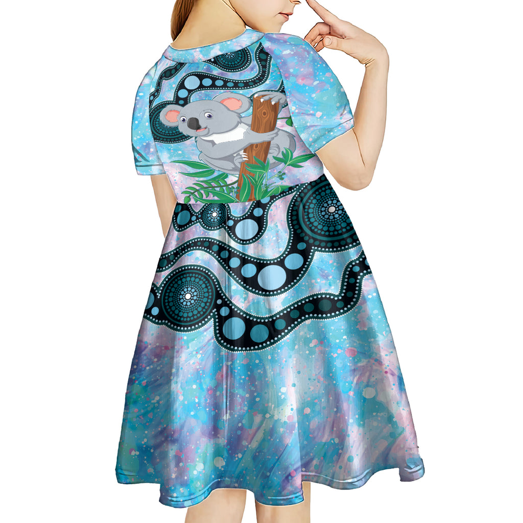Australia Opal Koala Kid Short Sleeve Dress Aussie Aboriginal Art