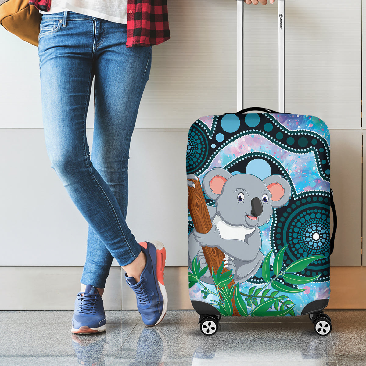 Australia Opal Koala Luggage Cover Aussie Aboriginal Art