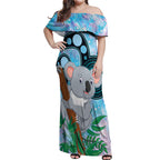 Australia Opal Koala Off Shoulder Maxi Dress Aussie Aboriginal Art