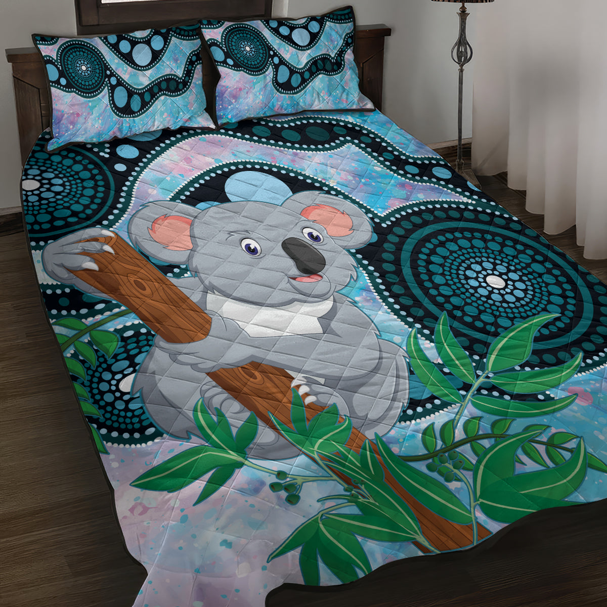 Australia Opal Koala Quilt Bed Set Aussie Aboriginal Art