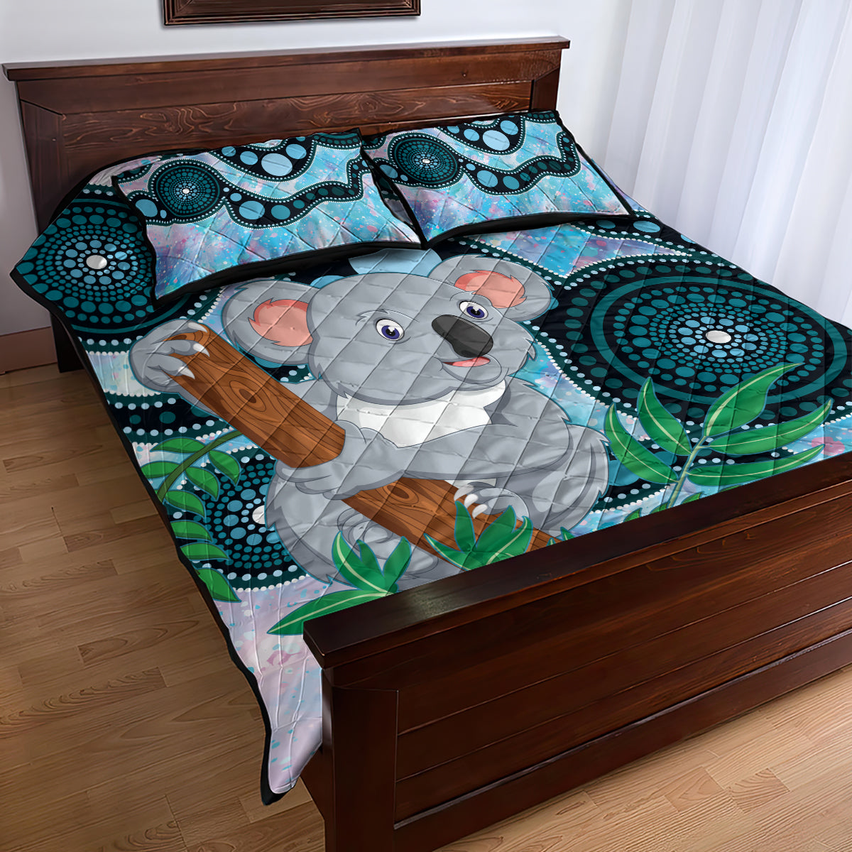 Australia Opal Koala Quilt Bed Set Aussie Aboriginal Art