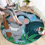 Australia Opal Koala Round Carpet Aussie Aboriginal Art