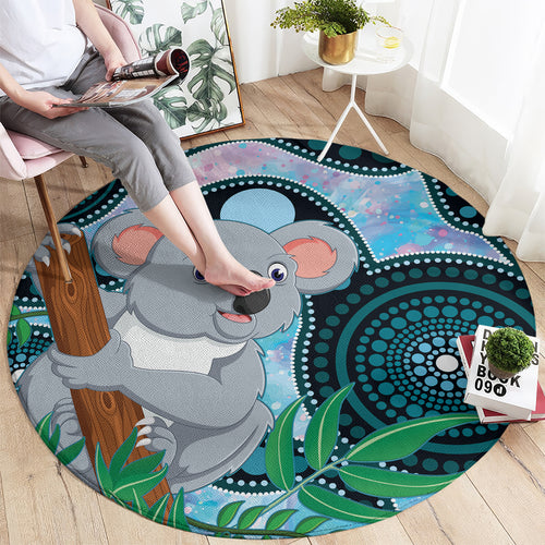 Australia Opal Koala Round Carpet Aussie Aboriginal Art
