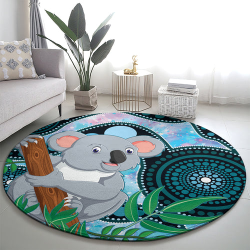 Australia Opal Koala Round Carpet Aussie Aboriginal Art