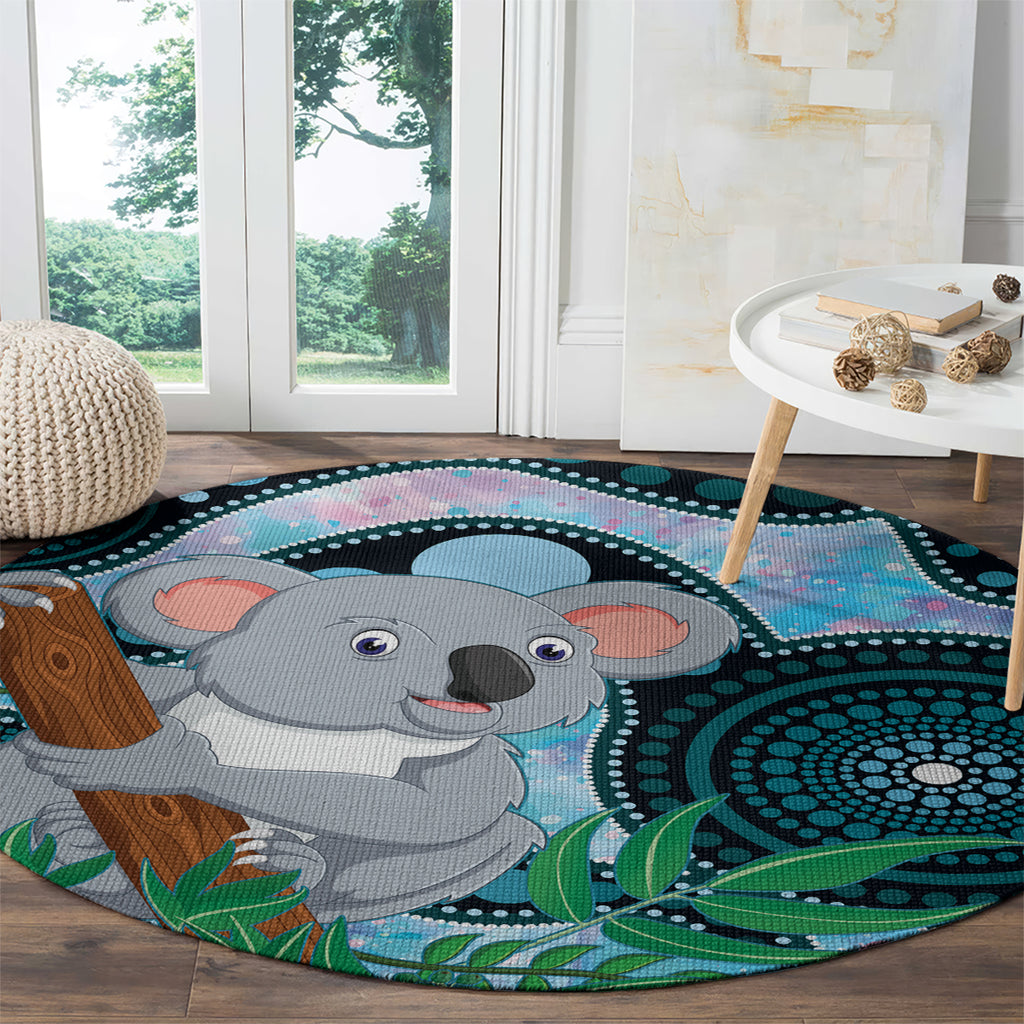 Australia Opal Koala Round Carpet Aussie Aboriginal Art