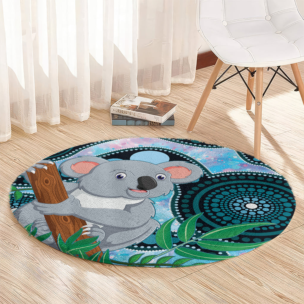 Australia Opal Koala Round Carpet Aussie Aboriginal Art