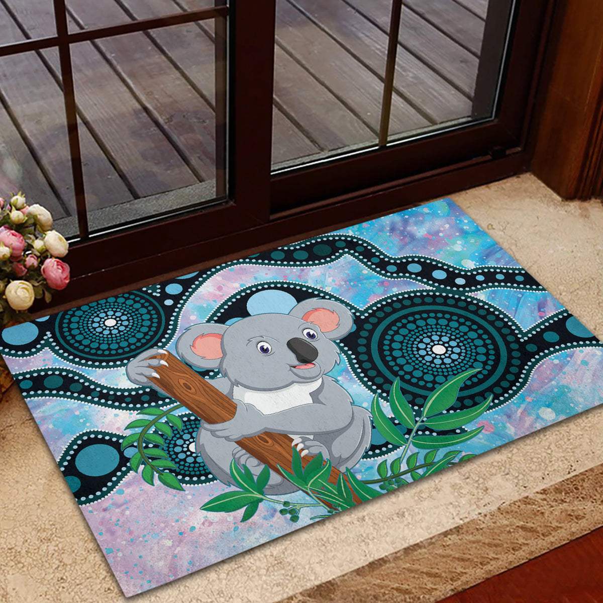 Australia Opal Koala Rubber Doormat Aussie Aboriginal Art