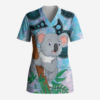 Australia Opal Koala Scrub Top Aussie Aboriginal Art - Aussie Hoodie