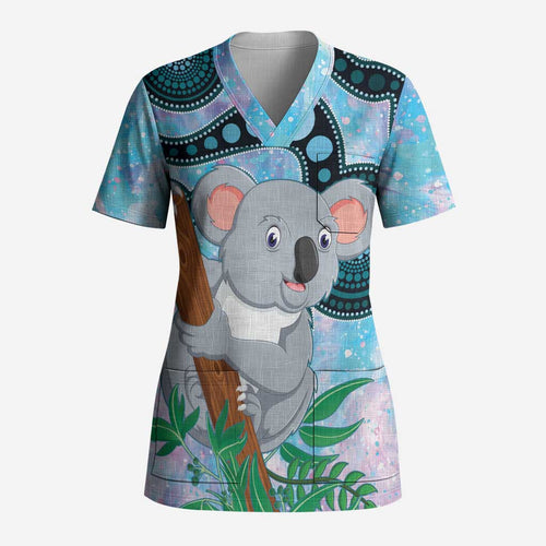 Australia Opal Koala Scrub Top Aussie Aboriginal Art - Aussie Hoodie