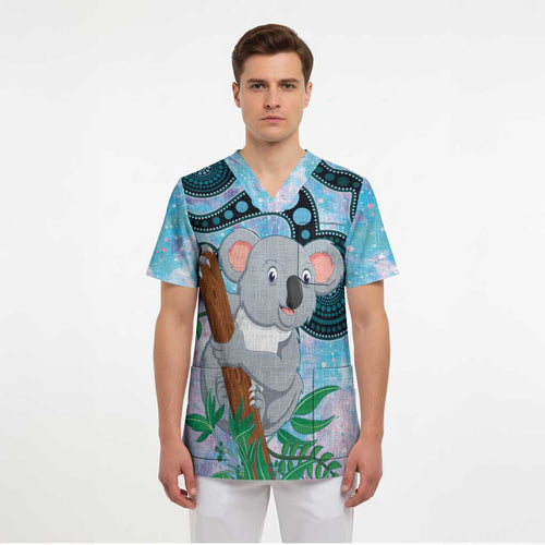 Australia Opal Koala Scrub Top Aussie Aboriginal Art - Aussie Hoodie