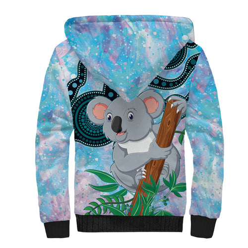 Australia Opal Koala Sherpa Hoodie Aussie Aboriginal Art