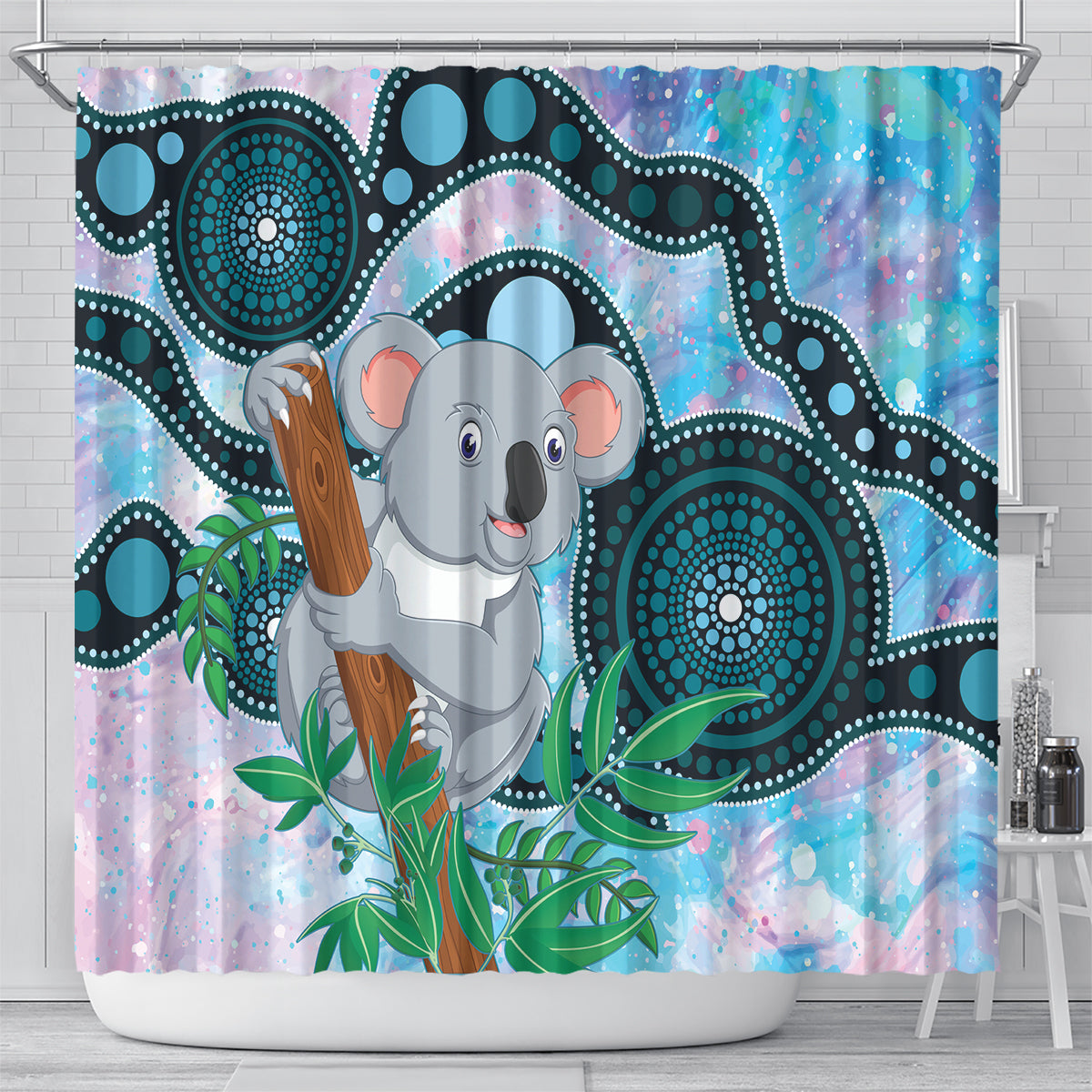 Australia Opal Koala Shower Curtain Aussie Aboriginal Art