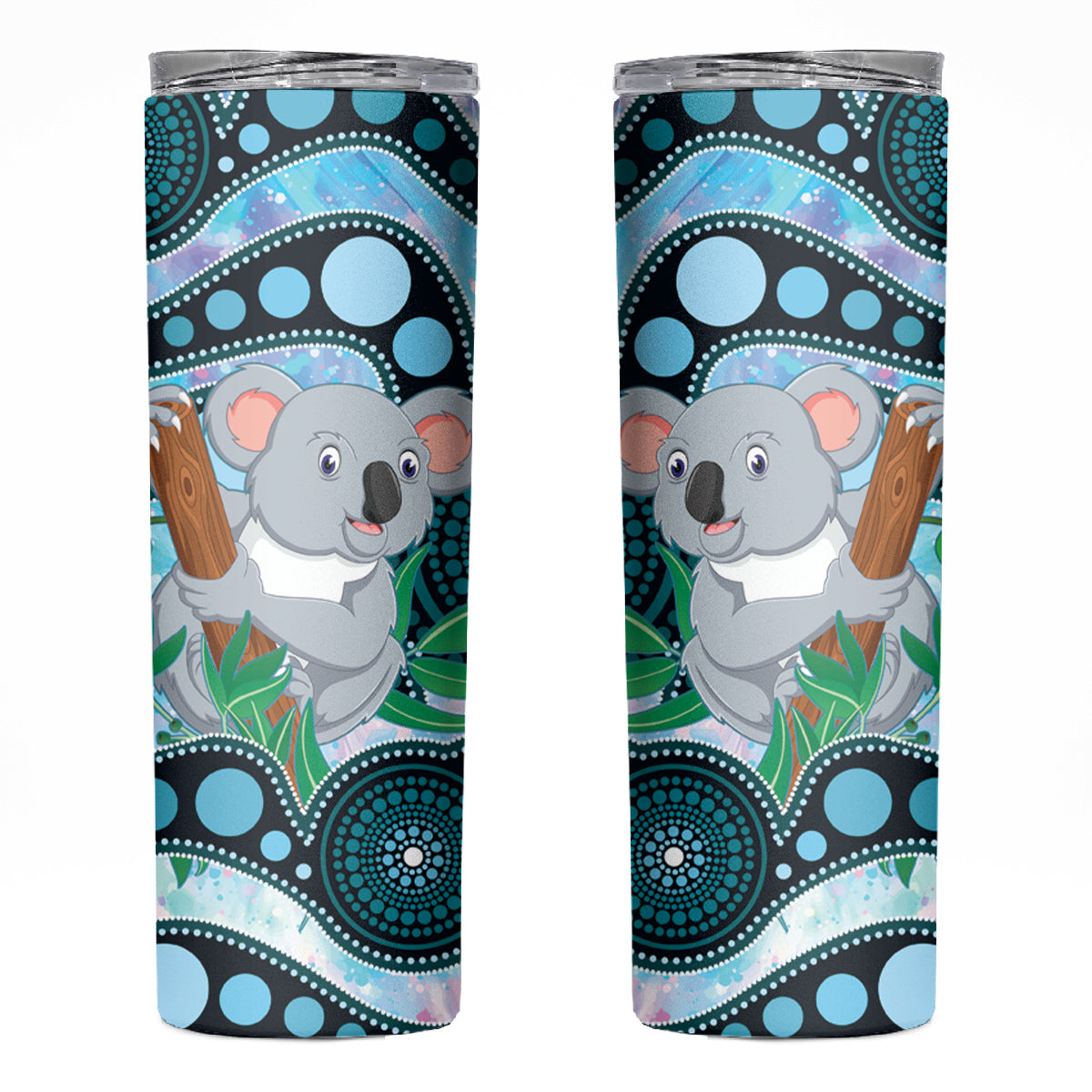 Australia Opal Koala Skinny Tumbler Aussie Aboriginal Art