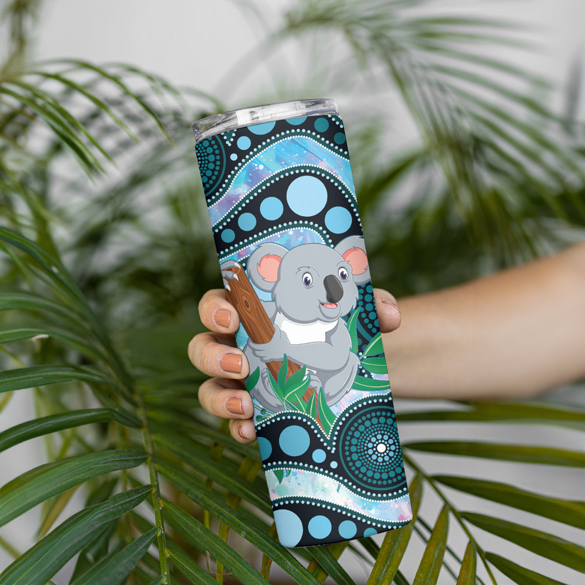 Australia Opal Koala Skinny Tumbler Aussie Aboriginal Art