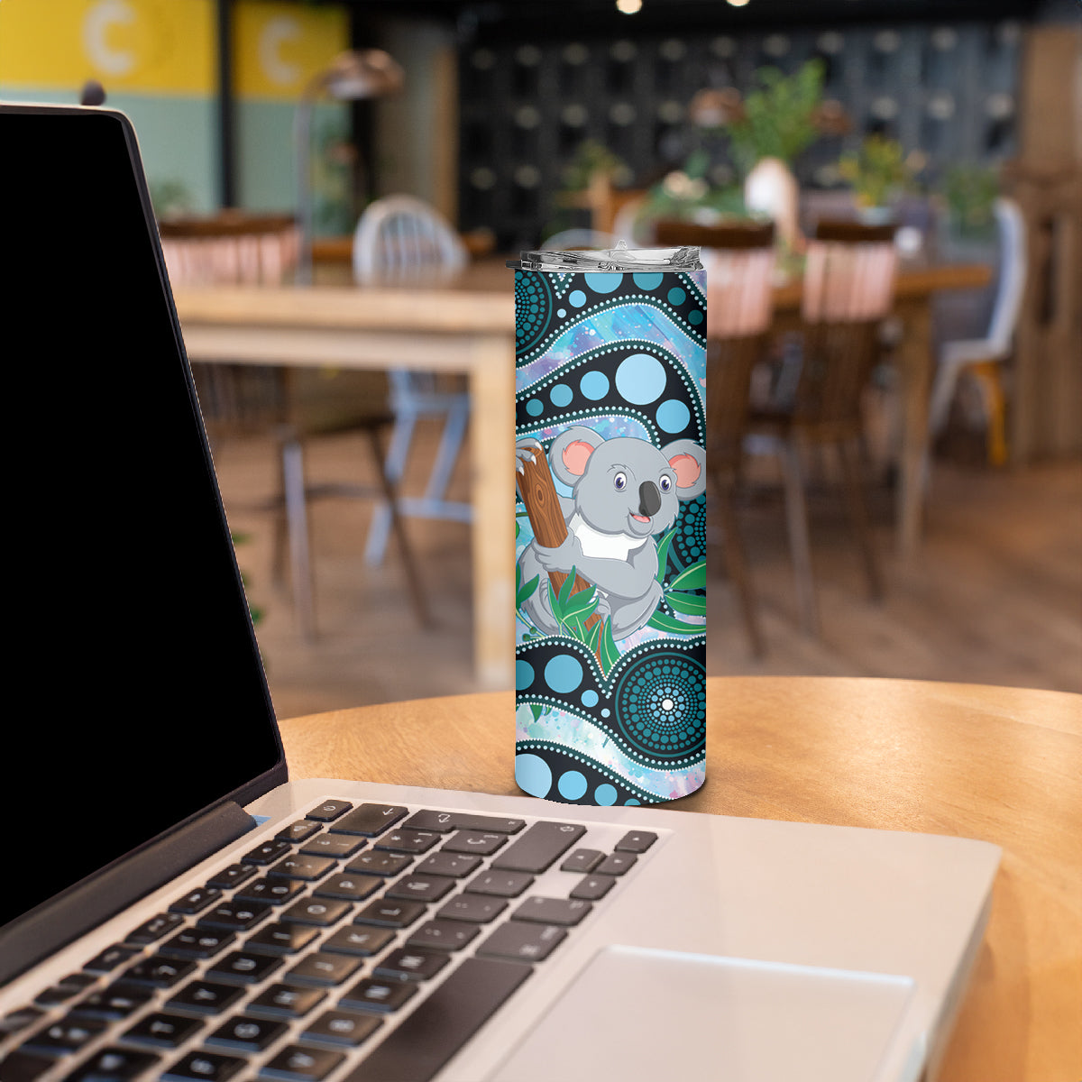 Australia Opal Koala Skinny Tumbler Aussie Aboriginal Art