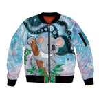 Australia Opal Koala Sleeve Zip Bomber Jacket Aussie Aboriginal Art