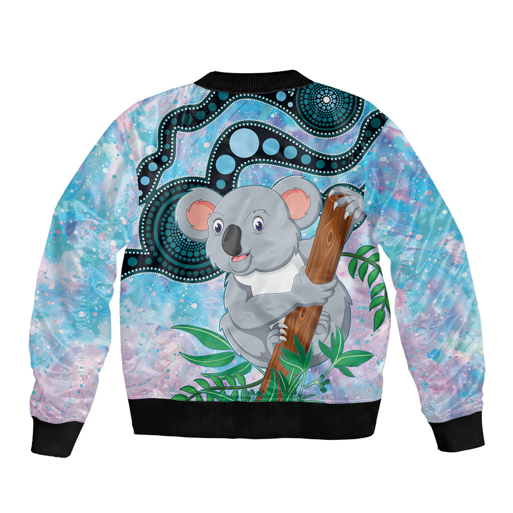 Australia Opal Koala Sleeve Zip Bomber Jacket Aussie Aboriginal Art