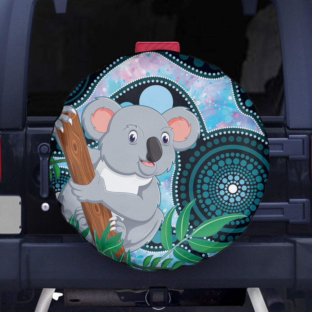 Australia Opal Koala Spare Tire Cover Aussie Aboriginal Art