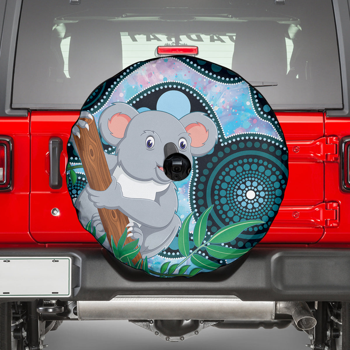 Australia Opal Koala Spare Tire Cover Aussie Aboriginal Art