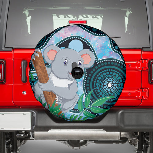 Australia Opal Koala Spare Tire Cover Aussie Aboriginal Art