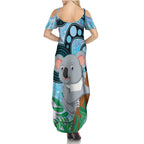 Australia Opal Koala Summer Maxi Dress Aussie Aboriginal Art