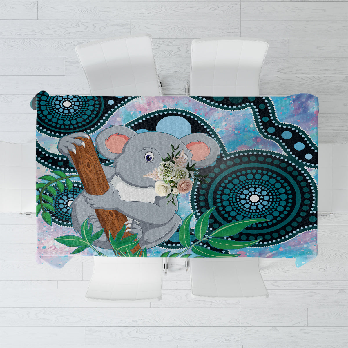 Australia Opal Koala Tablecloth Aussie Aboriginal Art