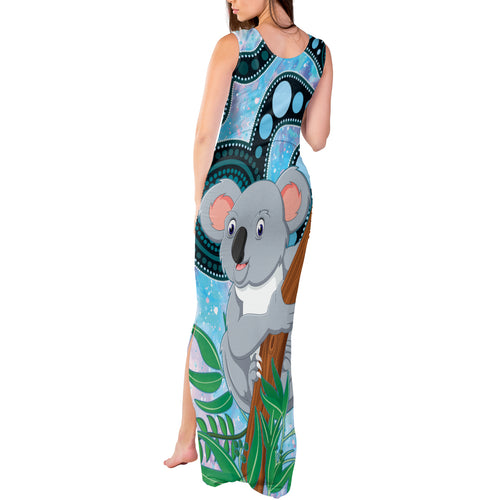Australia Opal Koala Tank Maxi Dress Aussie Aboriginal Art