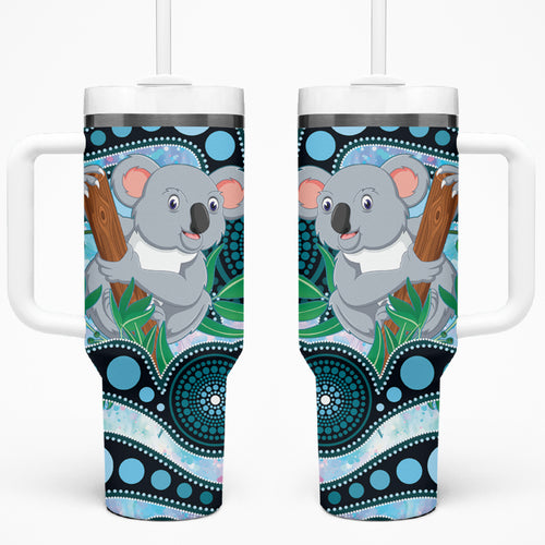 Australia Opal Koala Tumbler With Handle Aussie Aboriginal Art