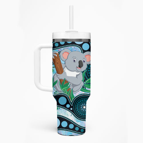 Australia Opal Koala Tumbler With Handle Aussie Aboriginal Art