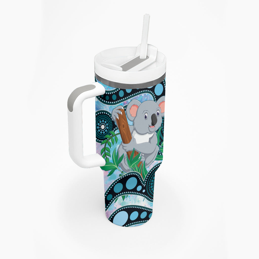 Australia Opal Koala Tumbler With Handle Aussie Aboriginal Art