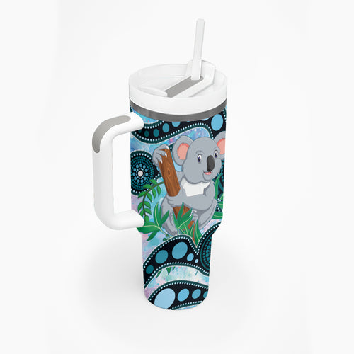 Australia Opal Koala Tumbler With Handle Aussie Aboriginal Art