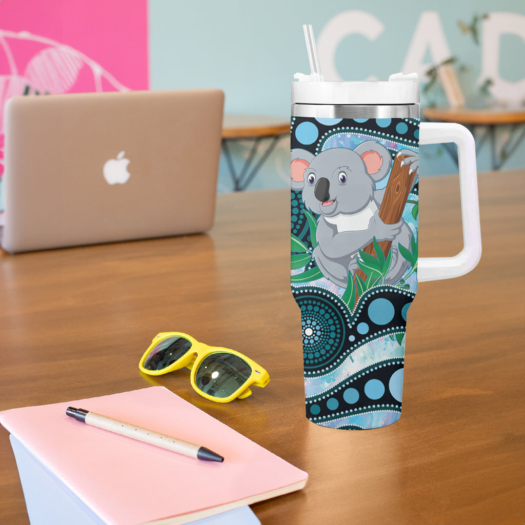 Australia Opal Koala Tumbler With Handle Aussie Aboriginal Art