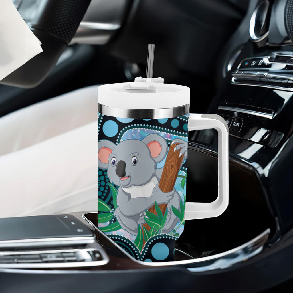 Australia Opal Koala Tumbler With Handle Aussie Aboriginal Art